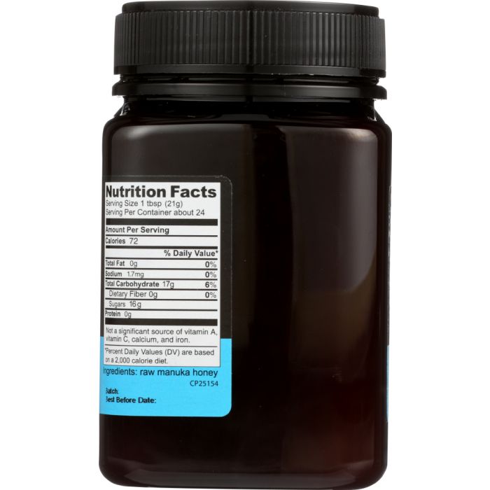 Nutrition label photo of Wedderspoon Raw Honey Manuka K Factor 12