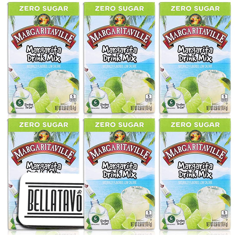 Margaritaville Singles To Go Margarita Drink Mix (6 Each Box) Plus a BELLATAVO Ref Magnet