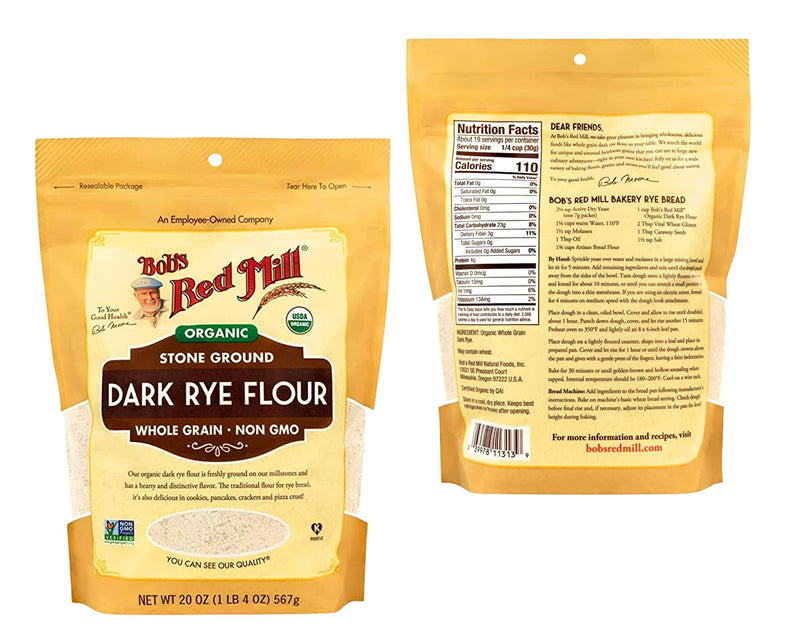 Bobs Red Mill Organic Dark Rye Flour (20 Oz) & BELLATAVO Ref Magnet