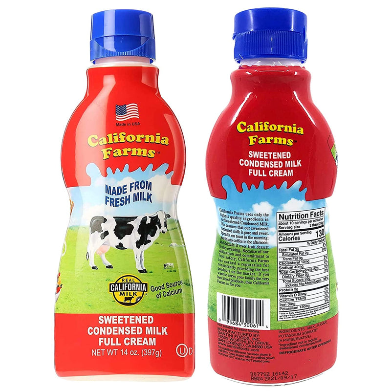 California Farms Sweetened Condensed Milk Full Cream (Two-14 Oz) plus a BELLATAVO Ref Magnet