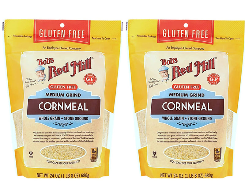 Bobs Red Mill Gluten Free Medium Grind Cornmeal (Two-24oz) and BELLATAVO Recipe Card!