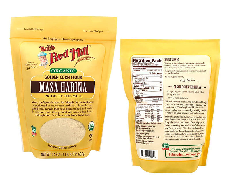 Bob’s Red Mill Masa Harina & Badia Corn Husks (One-24oz) and BELLATAVO Recipe Card