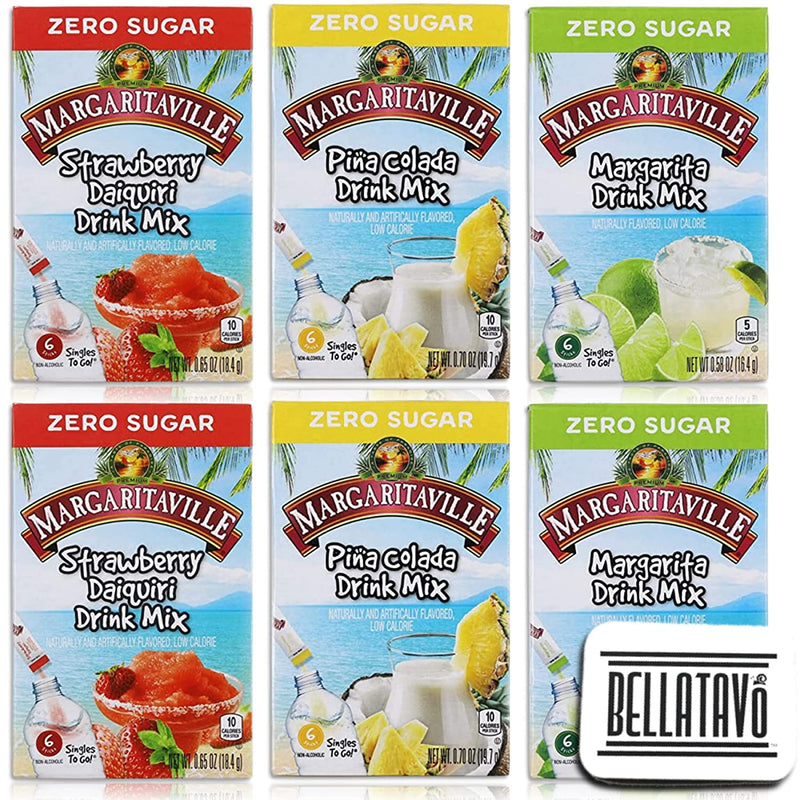 Margaritaville Variety Pack Drink Mix Singles To Go (6 Boxes) and a BELLATAVO Fridge Magnet