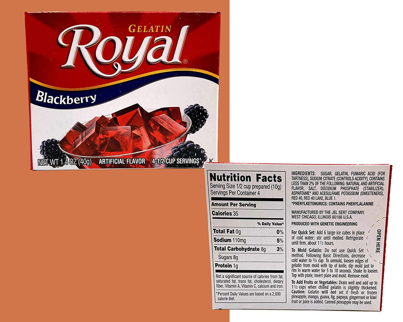 Royal Blackberry Jello Mix (Six-1.4oz) Plus a BELLATAVO Recipe Card