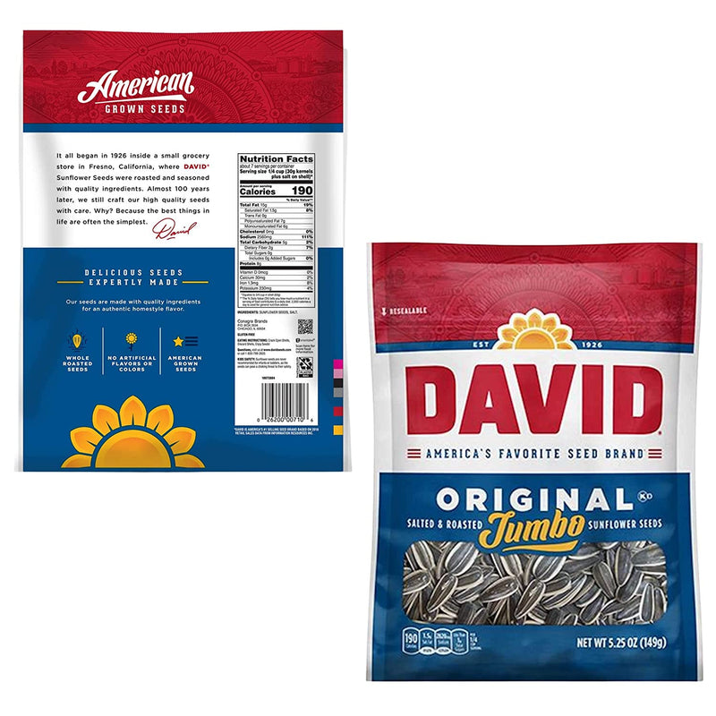 David Sunflower Seeds Original, Sweet & Spicy, Bar-B-Q, and Ranch (Four-5.25 Oz) & BELLATAVO Ref Magnet