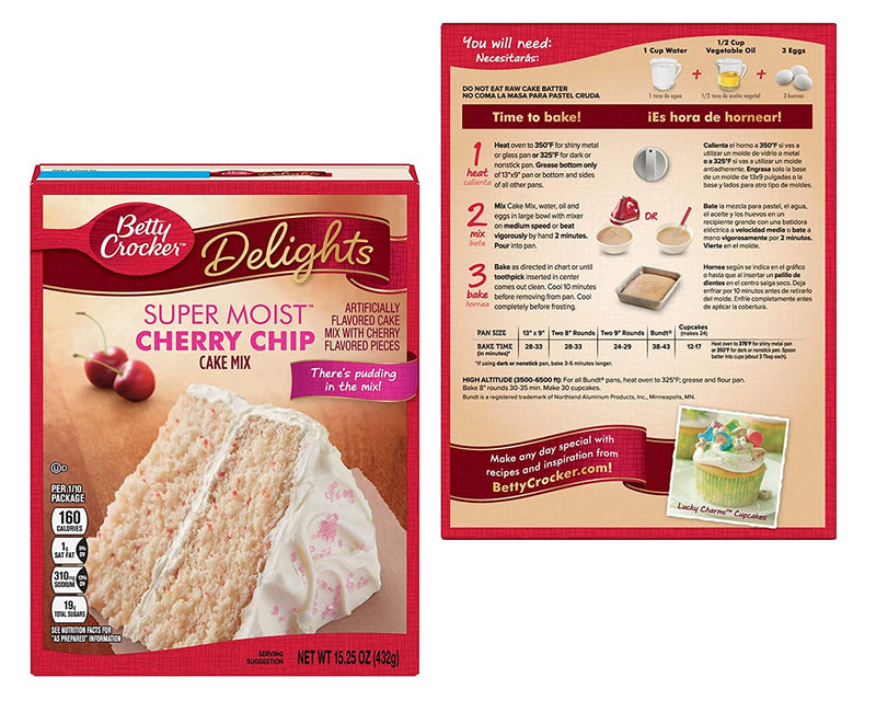 Betty Crocker Super Moist Cherry Chip Cake Mix (15.25oz) & Betty Crocker Cherry Frosting (16oz) Plus a BELLATAVO Ref Magnet