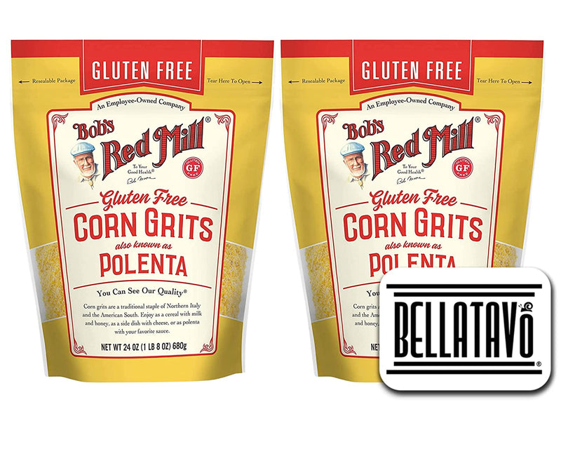 Bobs Red Mill Gluten Free Corn Grits/Polenta (Two-24oz) and BELLATAVO Recipe Card!