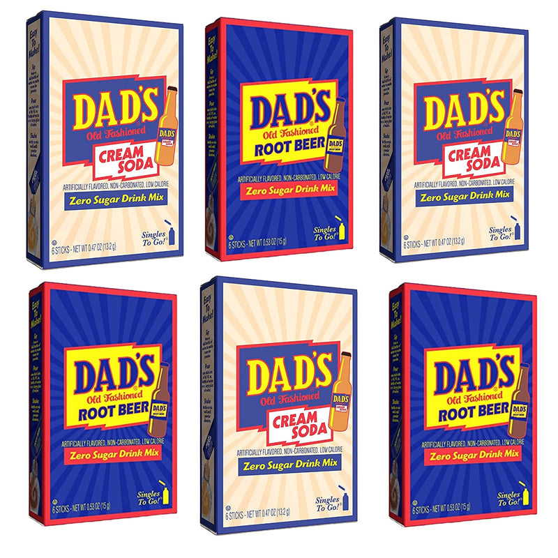 Dad's Singles To Go Zero Sugar Drink Mix (Six Boxes) Plus a BELLATAVO Ref Magnet