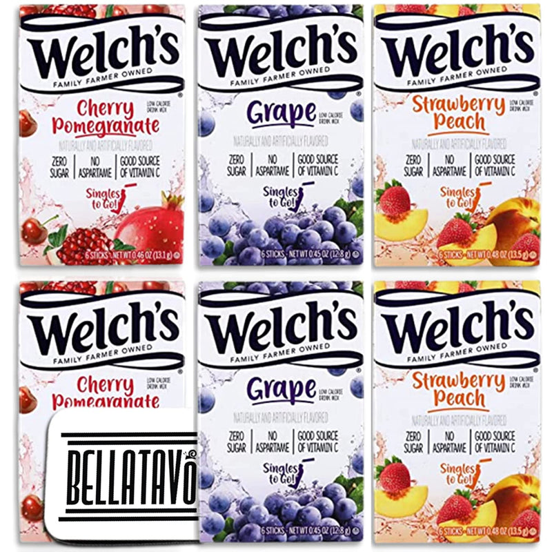 Welchs Singles To Go Variety Pack Drink Mix (6 Boxes) and a BELLATAVO Fridge Magnet