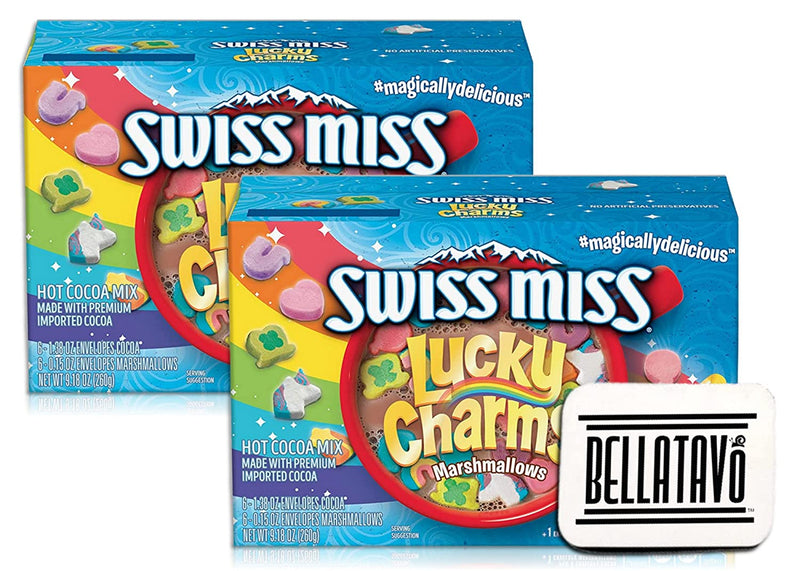 Swiss Miss Lucky Charms Hot Cocoa Mix (Two-9.18oz) & BELLATAVO Ref Magnet