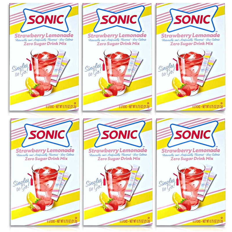 Sonic Singles To Go Strawberry Lemonade Drink Mix (Six Boxes) Plus a BELLATAVO Ref Magnet