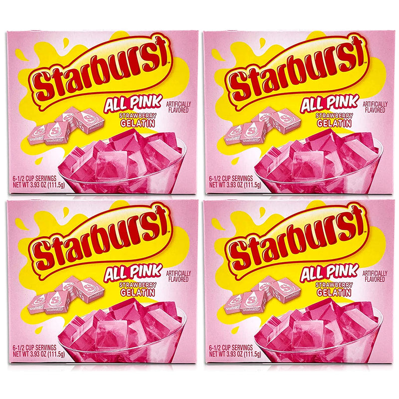 Starburst All Pink Strawberry Jello Mix (Four-3.94oz) plus a BELLATAVO Ref Magnet