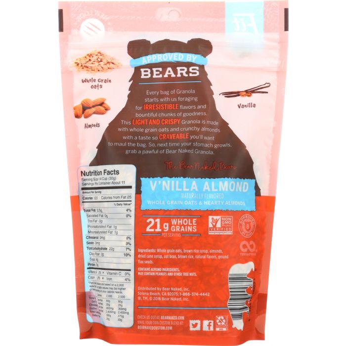 Back Packaging Photo of Bear Naked Vanilla Almond Granola
