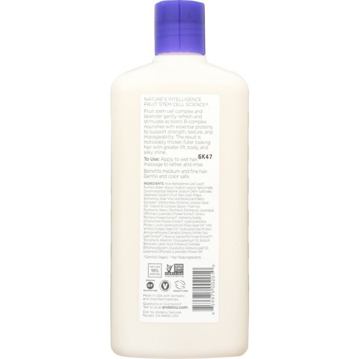 Back photo of Andalou Naturals Full Volume Shampoo Lavender and Biotin