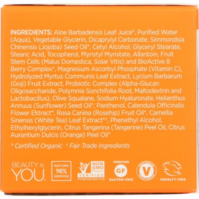 Ingredients label photo of Andalou Naturals Renewal Cream Probiotic + C Brightening
