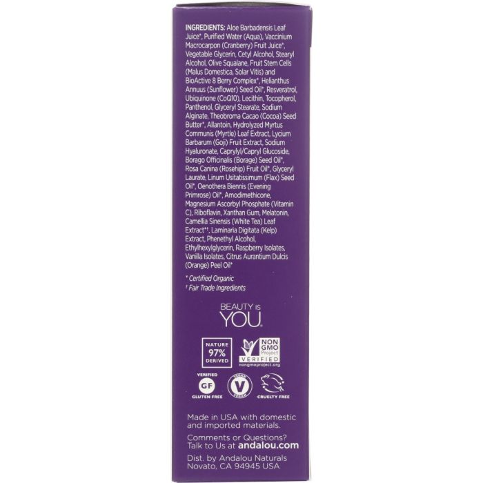 Ingredients Label photo of Andalou Naturals Fruit Stem Cell Revitalize Serum