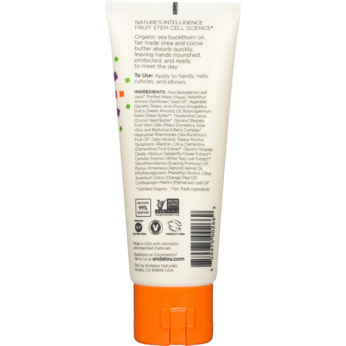 Back photo of Andalou Naturals Hand Cream Clementine