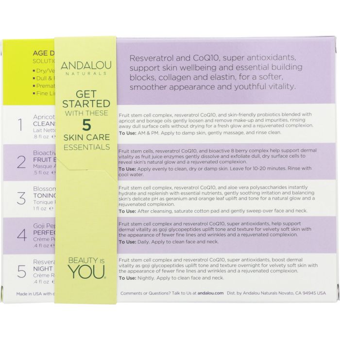 Description label photo of Andalou Naturals Get Started Age Defying Skin Care Essentials
