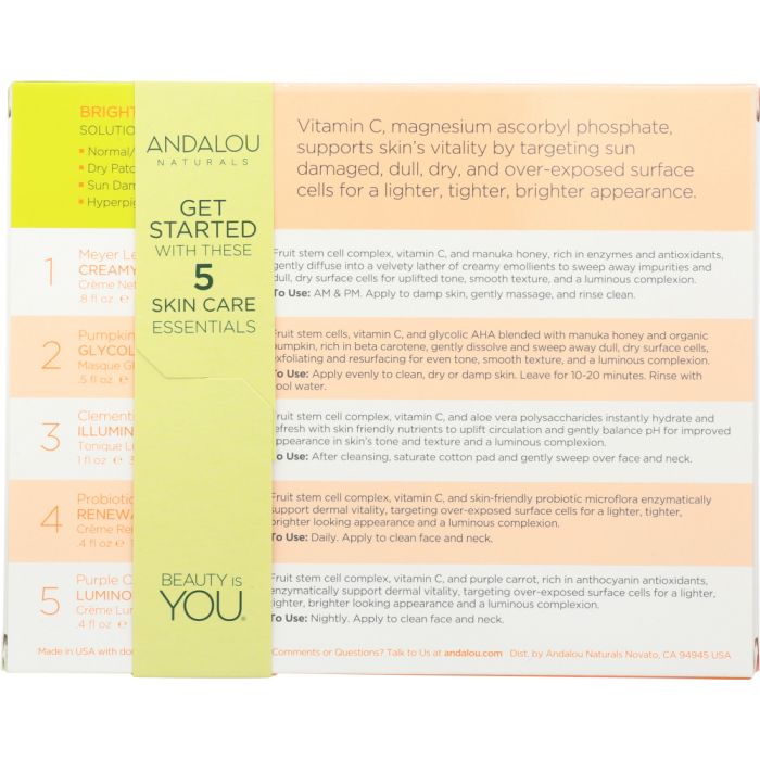 Description label photo of Andalou Naturals Kit Brightening Get Start 