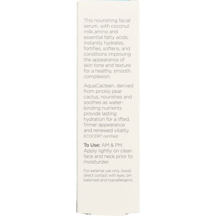 Description label photo of Andalou Naturals Coconut Milk Firming Serum Quenching