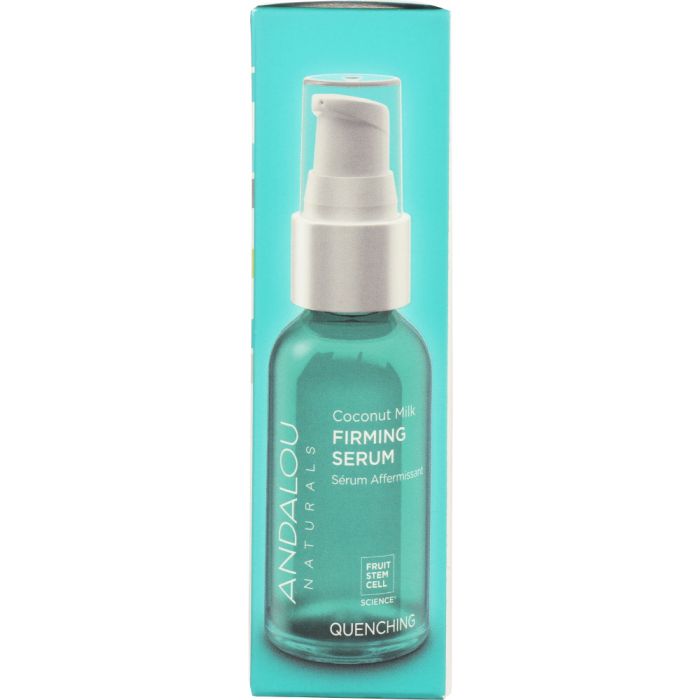 Side label photo of Andalou Naturals Coconut Milk Firming Serum Quenching