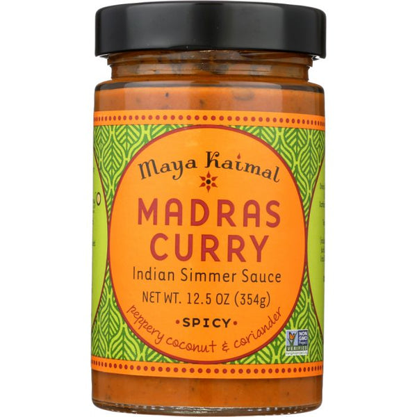 A Product Photo of Maya Kaimal Madras Curry Spicy Indian Simmer Sauce