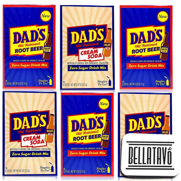 Dad's Singles To Go Zero Sugar Drink Mix (Six Boxes) Plus a BELLATAVO Ref Magnet