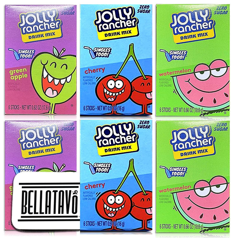 Jolly Rancher Singles To Go Variety Pack Drink Mix (6 Boxes) Plus a BELLATAVO Ref Magnet