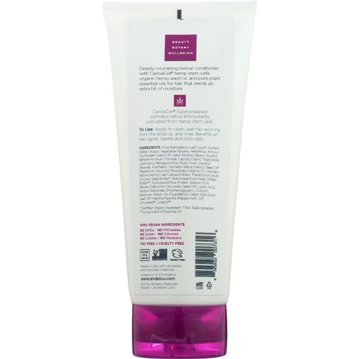 Back photo of Andalou Naturals Cannacell Moisture Hit Vitamin Conditioner