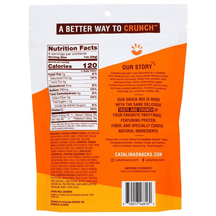 Back Packaging Photo of Catalina Crunch Cheddar Snack Mix