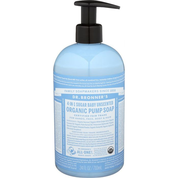 Product photo of Dr. Bronner 4 In 1 Baby Unscented Organic Sugar Soap