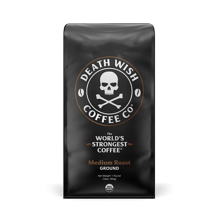 A Product Photo of Death Wish The World's Strongest Medium Roast Ground Coffee