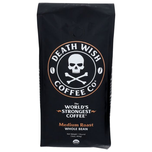 A Product Photo of Death Wish The World's Strongest Medium Roast Whole Bean Coffee