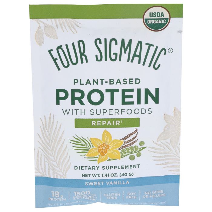 A Product Photo of Four Sigmatic Sweet Vanilla Plant Based Protein Powder