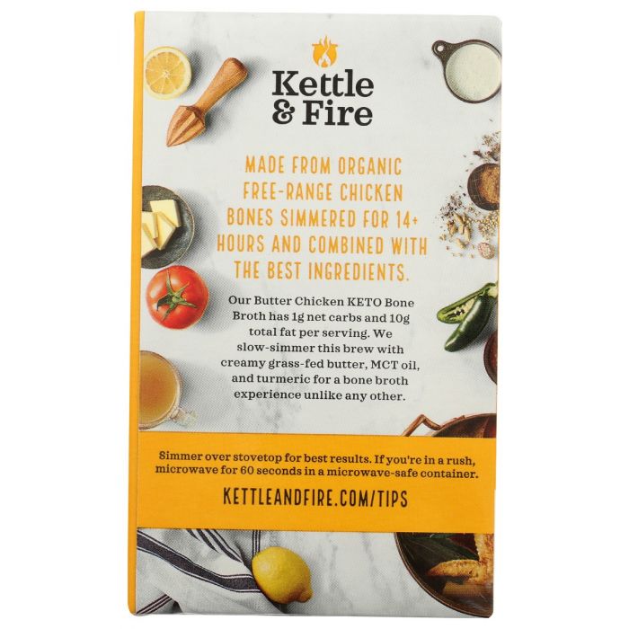 Back of the Box Photo of Kettle and Fire Butter Chicken Broth