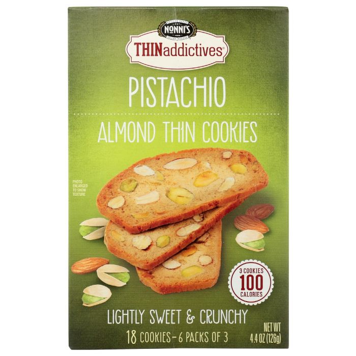 A Product Photo of Nonni's Pistachio Almond Thin Cookies