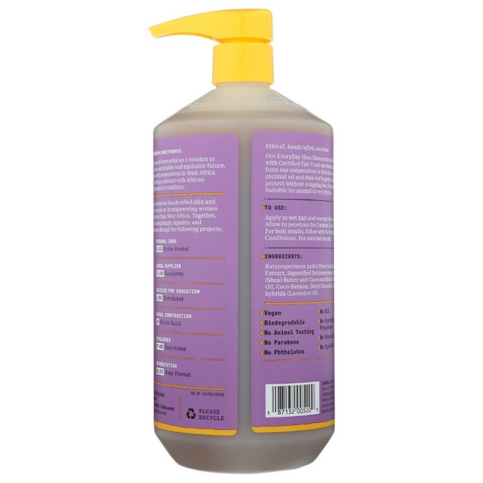 Back Packaging Photo of Alaffia Everyday Shea Lavender Shampoo Conditioner