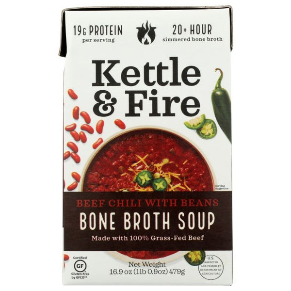 A Product Photo of Kettle and Fire Beef Chili with Beans Bone Broth Soup