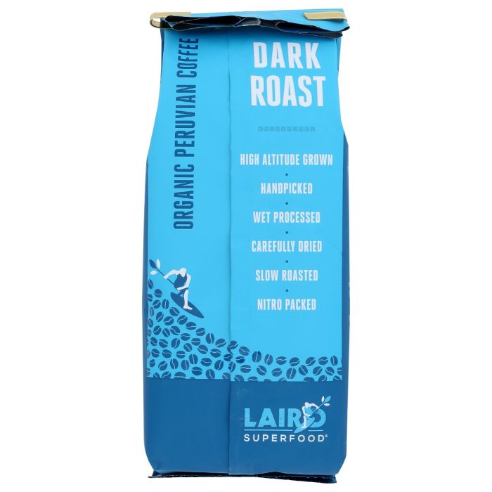 Side Label Photo of Laird Dark Roast Organic Peruvian Ground Coffee