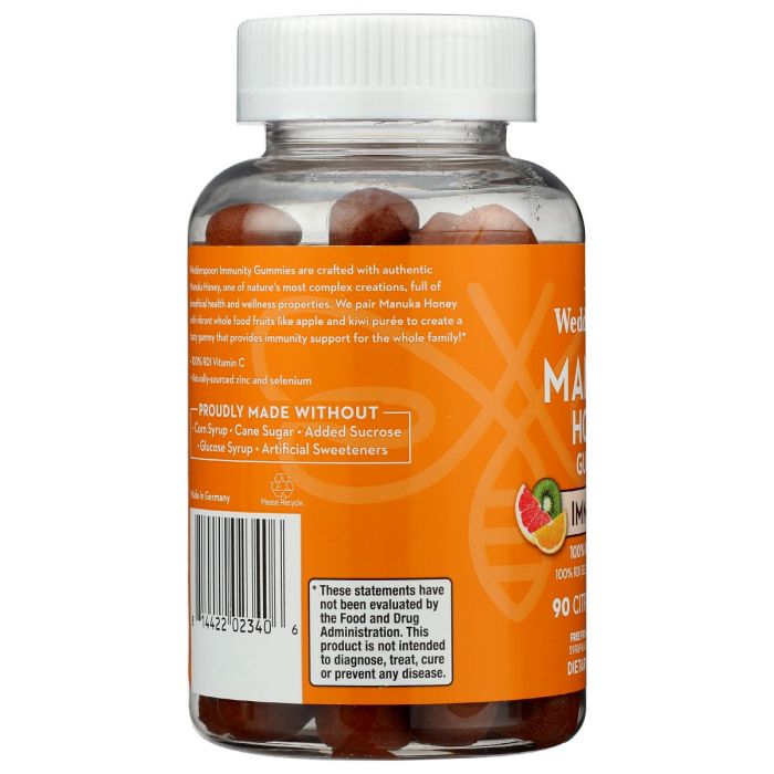Description label photo of Nutiva Immunity Citrus Manuka Honey Gummies