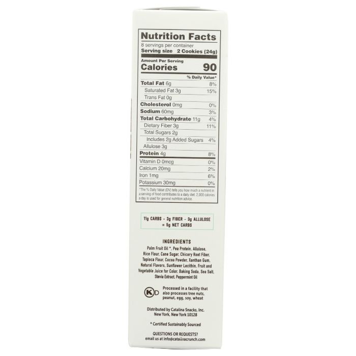 Nutritional Label Photo of Catalina Crunch Chocolate Mint Keto Sandwich