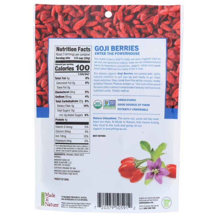 Organic Dried Goji Berries Fully Charged Supersnacks (3 oz)