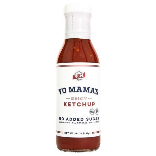 A Product Photo of Yo Mama's Spicy Ketchup