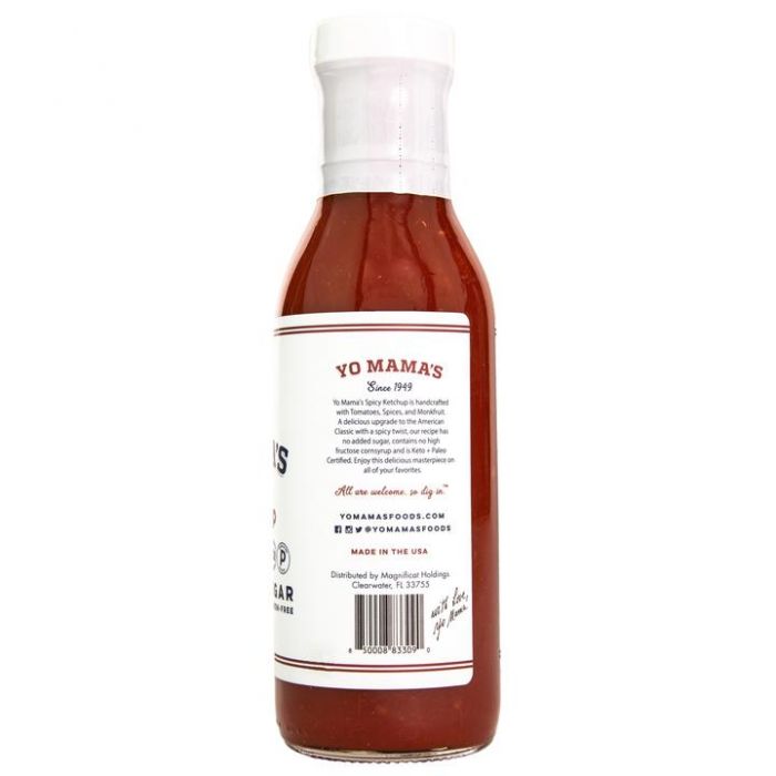 Side Label Photo of Yo Mama's Spicy Ketchup