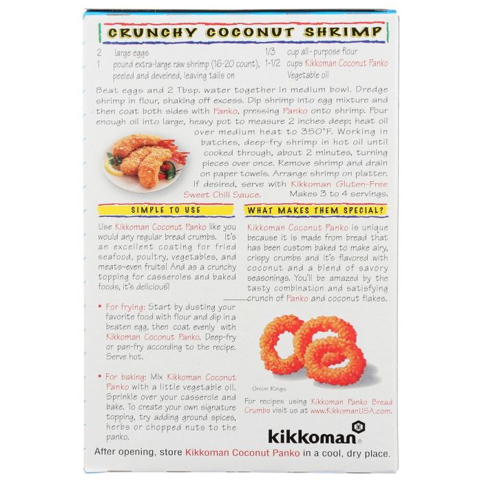 Back of the Box Photo of Kikkoman Coconut Japanese Style Bread Crumbs