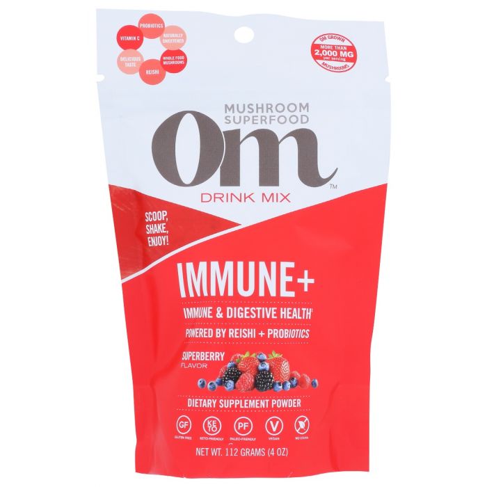 A Product Photo of OM Mushroom Immune Plus Superberry Flavored Drink Mix