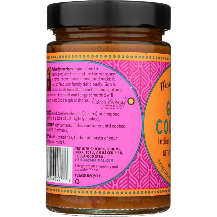 Side Label  Photo of Maya Kaimal Goan Coconut Medium Indian Simmer Sauce