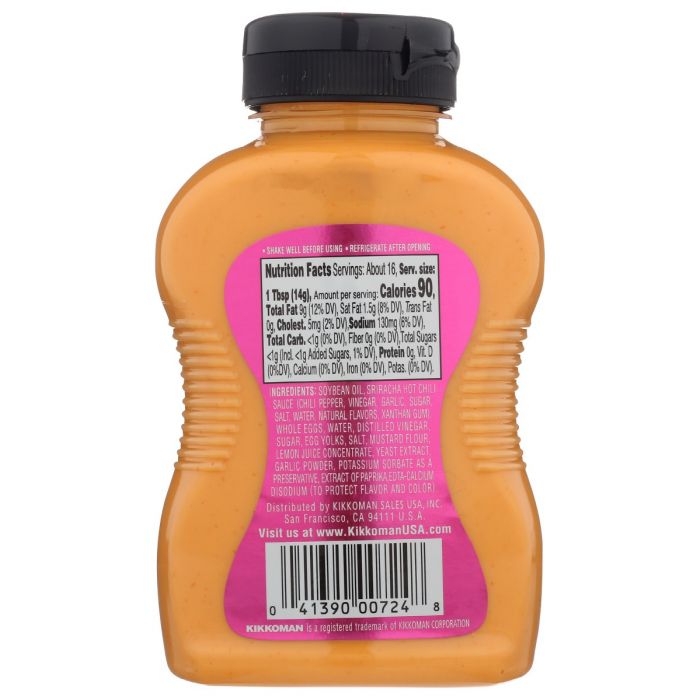 Back of the Bottle Photo of Kikkoman Sriracha Mayo 