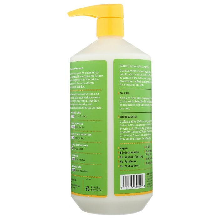 Back Packaging Photo of Alaffia Everyday Coconut Body Lotion in Coconut Lime