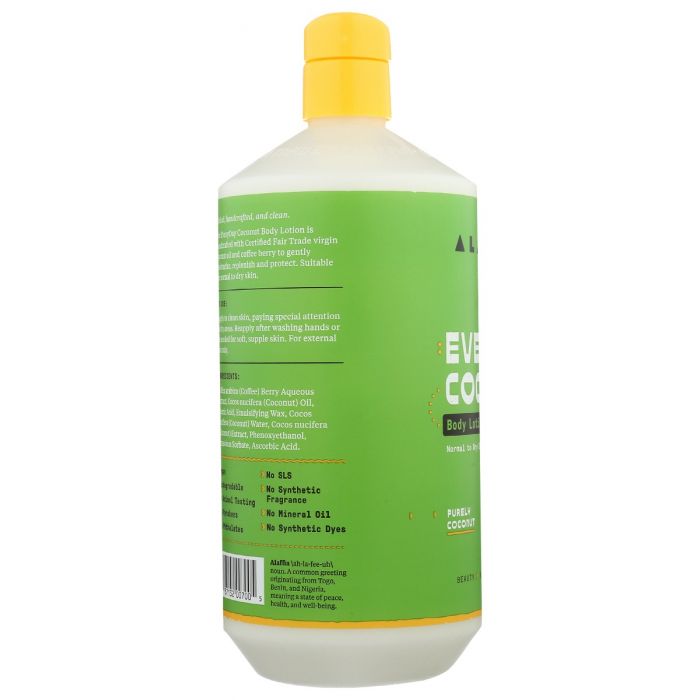 Side Label Photo of Alaffia Everyday Coconut Body Lotion in Coconut Lime